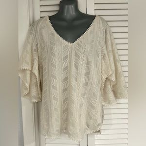 Amanda Uprichard cream colored herringbone patterned top au medium